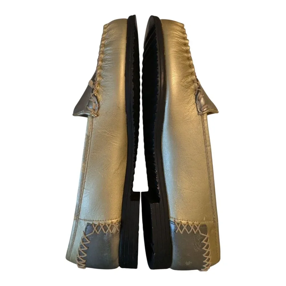 Mootsies Tootsies Metallic Patchwork Leather Loafers Womens 6M Distressed Casual